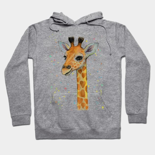 Giraffe Baby with Hearts Hoodie by Olechka